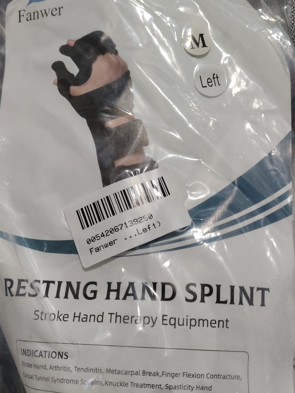 Left Resting Hand Splint in Black M
